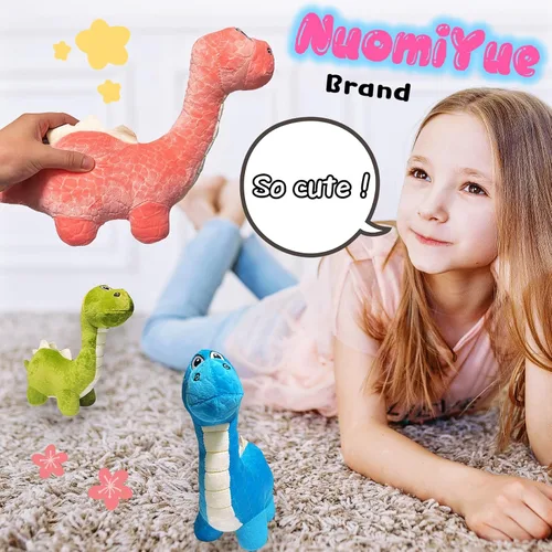 Miniatura 6 de Juguetes de peluche de braquiosaurio azul de 12 pulgadas para niños y bebés, lindos animales de peluche de dinosaurio para niños y niñas, peluches
