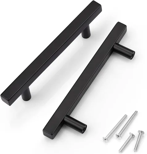 Miniatura 12 de KNOBWELL - Paquete de 5 tiradores modernos de acero inoxidable para puertas de armarios, cajones de cocina, baño, distancia entre agujeros 2.52 Negro