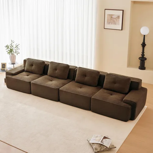 Miniatura 87 de Sofás modulares modulares sin hueso de 82 pulgadas para sala de estar, juego de sofá comprimido de 2 plazas, no requiere montaje, tela de pana, Verde