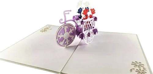 Miniatura 7 de iGifts And Cards Soporte patriótico para plantas de bicicleta, tarjeta de felicitación desplegable 3D, rojo, blanco, azul, flores, Wow, media