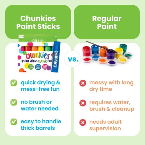 Miniatura 3 de Ooly Chunkies - Juego de 6 barras de pintura de neón para niños, juego de palitos de pintura de témpera de colores neón, sin ensuciar, suministros