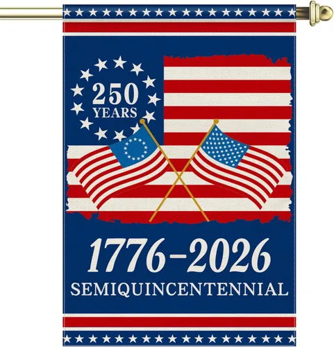 Miniatura 10 de Bandera de jardín del 250 aniversario de América, bandera conmemorativa patriótica de 250 años del 4 de julio, bandera de EE. UU. de 250 aniversario