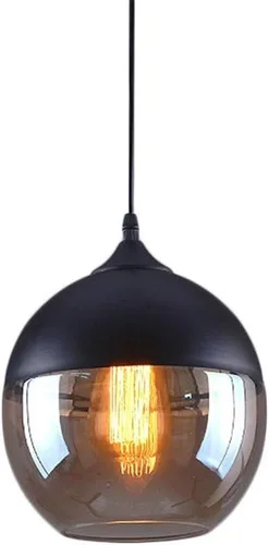 Lámpara colgante negra, accesorio de iluminación colgante de cristal, lámpara colgante industrial vintage para cocina, isla de estar, baño, pasillo,