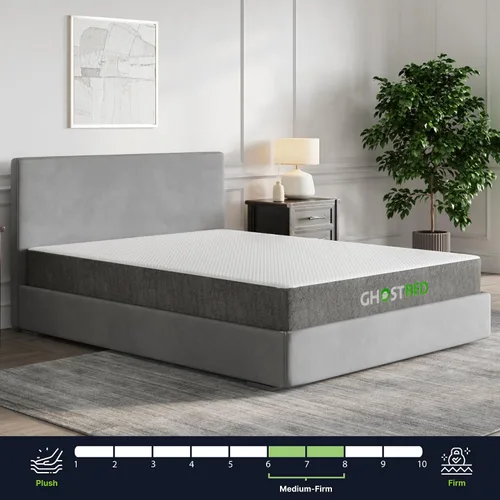 Miniatura 3 de GhostBed Colchón clásico de espuma viscoelástica de 11 pulgadas con plataforma de metal, base de cama con soporte de listones, sensación firme
