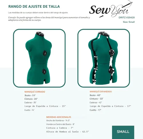 Miniatura 3 de Maniquí para costura Sew You de Dritz, ajustable, S