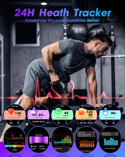 Miniatura 4 de Reloj inteligente para hombres Android Fitness Tracker: 1.53 "Militar Reloj inteligente con linterna brújula hacer respuesta Bluetooth Llamada Negro