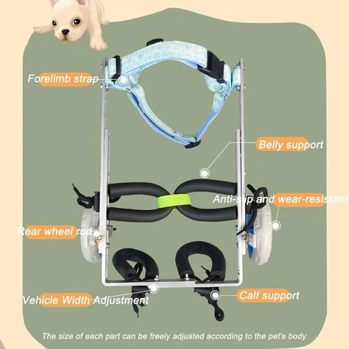 Miniatura 5 de Adjustable Dog Wheelchair for Back Legs - Lightweight 2-Wheel Pet Cart for Disabled Dogs, Durable Aluminum Pet Mobility Aid for Hind Leg Support and