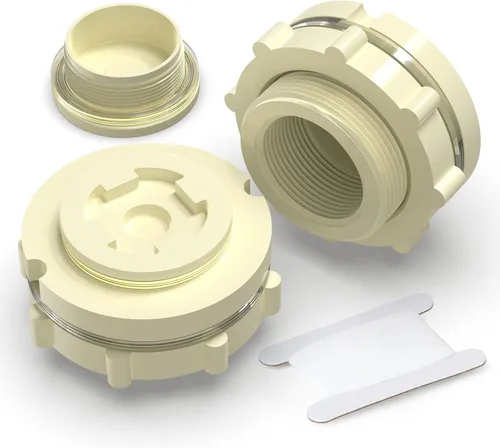 Miniatura 14 de TAISHER 4 piezas Adaptador de conector de tanque de mamparo de 3/4" blanco de ABS con tapones y junta para tanque de agua, barriles de lluvia