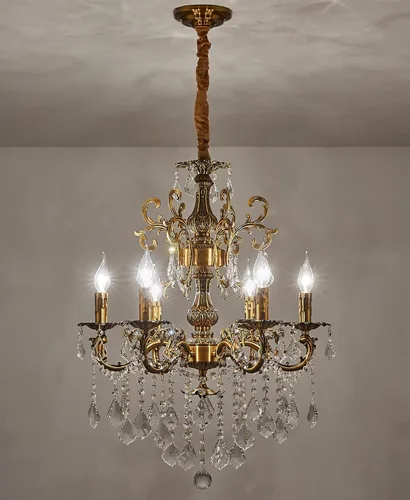 Miniatura 6 de Candelabros clásicos de cristal estilo vela tradicional de 6 luces para comedor, sala de estar, dormitorio, entrada, acabado dorado antiguo