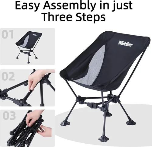 Miniatura 8 de Wildhiker Silla de mochilero ultraligera – Sillas de camping compactas para adultos con bolsa, pesa 2.8 libras con pies grandes que no se hunden