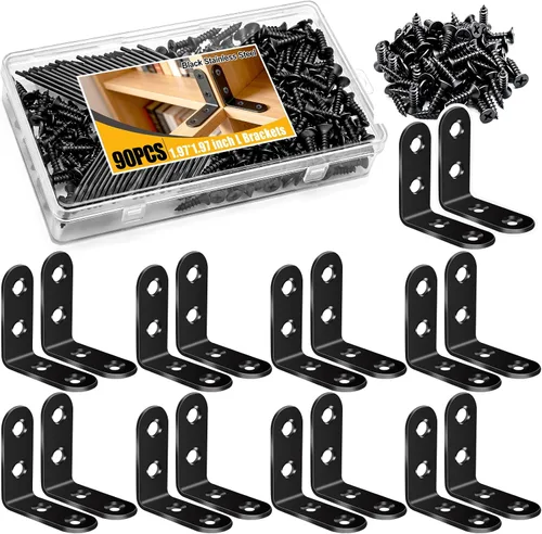 Miniatura 8 de mxuteuk 96 piezas de soportes planos rectos de acero inoxidable, soporte de metal, placa de reparación, soportes de metal para madera