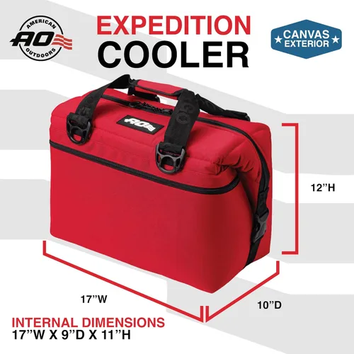 Miniatura 6 de Bolsa de enfriador AO Coolers Expedition de lona con lados blandos, a prueba de fugas, aislada, ligera Rojo