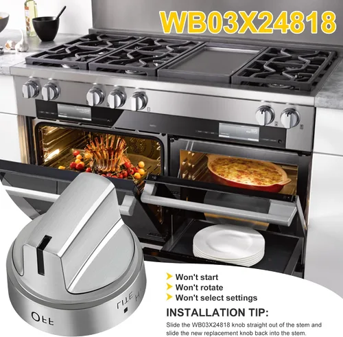 Miniatura 6 de WB03X24818 - Pomo de estufa de gas para estufa G-E - Perillas de estufa de acero inoxidable G-E para JGB645EEK1ES JGB660EEJ1ES JGB700EEJ1ES