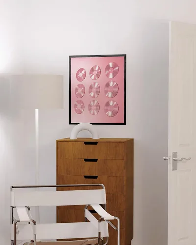 Miniatura 5 de Haus & Hues - Póster rosa con diseño artístico de CDs de los años ´90 para pared de habitación, póster estético para habitación VSCO, póster para CD