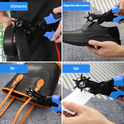 Miniatura 7 de Diyife Perforadora profesional de cuero, juego completo de herramientas de perforación para cinturón, correa de reloj, zapatos, manualidades, Azul