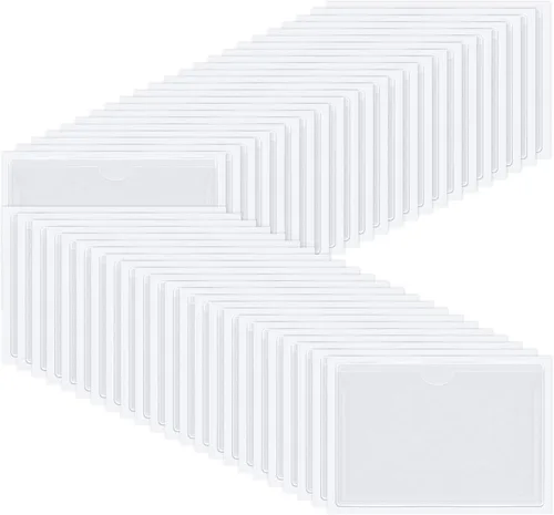 Miniatura 11 de Paquete de 30 bolsillos autoadhesivos para tarjetas de índice, con apertura superior, tarjetero ideal para organizar y proteger tus tarjetas