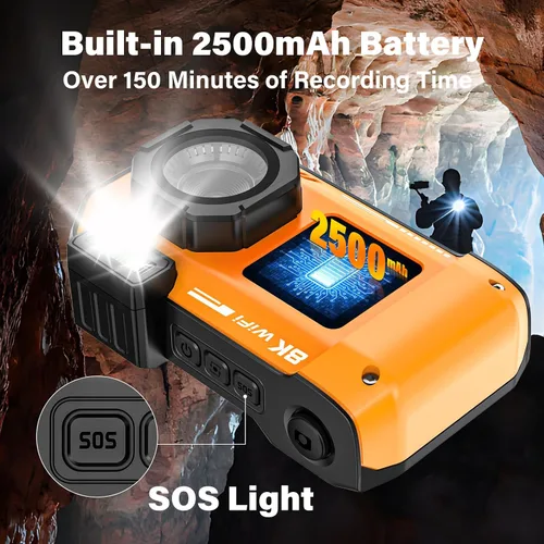 Miniatura 6 de Cámara digital WiFi de 8K UHD 70MP con tarjeta de 64 GB, resistente, impermeable, a prueba de polvo, a prueba de golpes, cámara submarina de 33