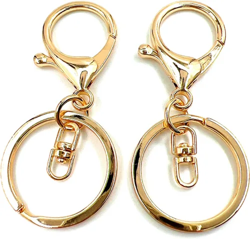Miniatura 8 de 20 ganchos giratorios con cierre de langosta, clips de gatillo con anillo de llavero dividido plano y 8 clips giratorios de forma para hacer Latón
