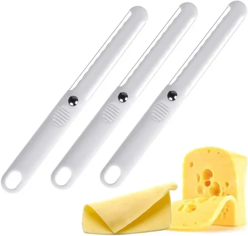 3 piezas por juego de rebanadora de mantequilla de queso, herramienta de corte de queso de doble alambre de acero inoxidable, cortador de queso crea
