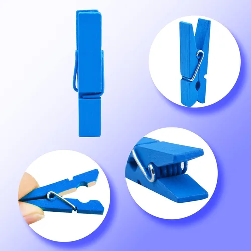 Miniatura 4 de Jdesun 50 pinzas de madera azules, mini pinzas de madera para colgar fotos, pinzas para ropa de lavandería, pinzas para colgar fotos, ropa