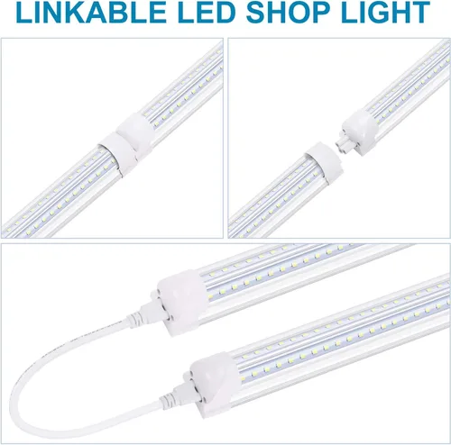 Miniatura 2 de Tubo de luz LED de 8 pies, tubos LED integrados T8, 72 W, 7200 lm, 6000 K, blanco frío, cubierta transparente, luz de tubo en forma de V de doble
