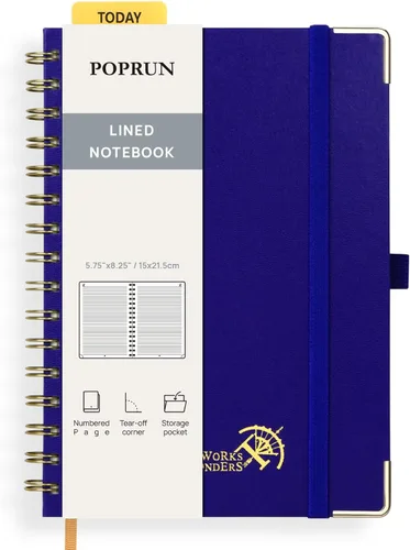 Miniatura 27 de POPRUN Lined Spiral Journal Notebook for Women & Men, 7-1/4" x 9-1/2", 220 Numbered Pages, College Ruled Hardcover Notebook for Work, Journals for