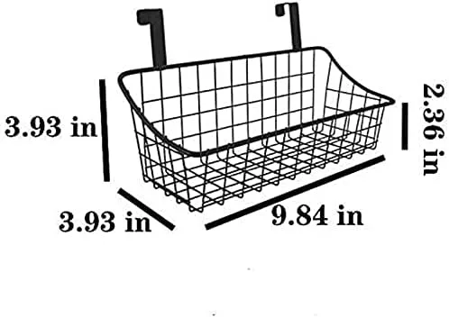 Miniatura 3 de Cesta de almacenamiento de alambre para colgar en la pared, sin perforación, con adhesivo para cocina, baño, dormitorio, 2 unidades, color negro