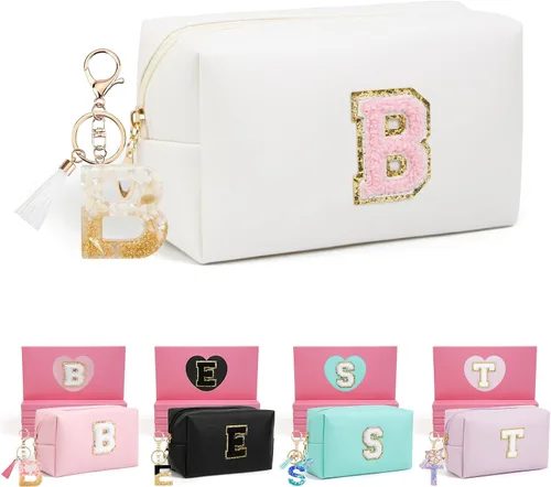 Miniatura 84 de AIBFRID 2 piezas de bolsas de maquillaje iniciales para mujeres, regalos de cumpleaños para niñas de 4 5 6 7 8 9 10 11 12 años, bolsas de cosméticos