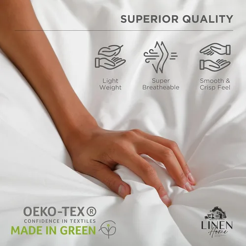 Miniatura 6 de Sábanas de 100% algodón percal, tamaño matrimonial, 1 sábana encimera, ropa de cama fresca, resistente y transpirable, celeste