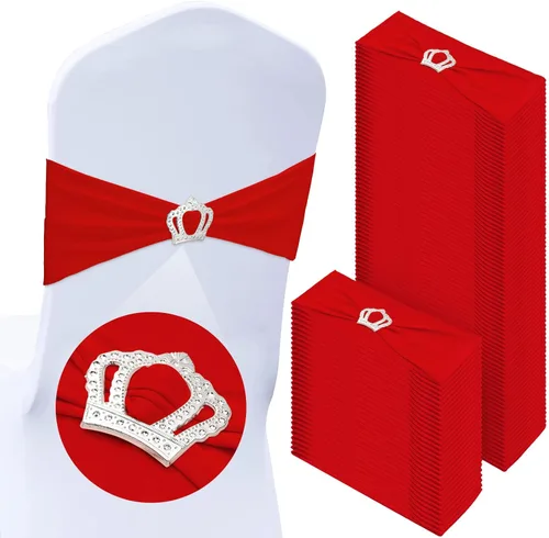 Miniatura 11 de VitalCozy 100 piezas de cintas elásticas de elastano para sillas con hebilla deslizante en forma de corona, bandas elásticas para sillas, lazos