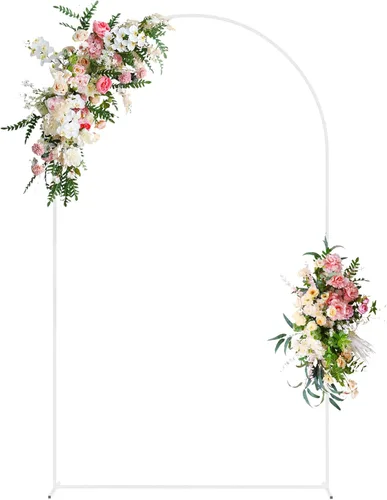Miniatura 8 de Soporte de arco de boda de Wokceer 6.6 pies de fondo de arco blanco de metal Chiara soporte de fondo de arco para boda ceremonia fiesta
