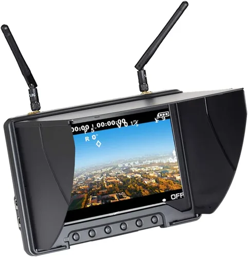 Black Pearl Monitor de diversidad RC801 FPV Monitor con DVR 5.8 GHz 40CH 7 pulgadas FPV Receptor de pantalla FPV Batería integrada con parasol para