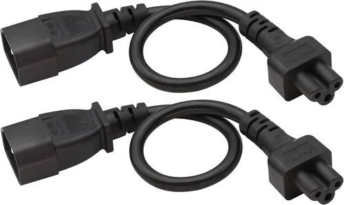 Miniatura 7 de Paquete de 2 cables de CA C14 a C5, 10A 125V IEC adaptador de corriente macho a hembra de 3 polos, convertidor de CA C5 a C14 para convertidor