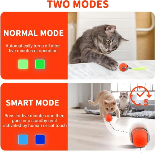 Miniatura 3 de Juguete interactivo para gatos con pluma, bola inteligente para gatos de interior, juguetes automáticos activados por movimiento, juguetes Azul