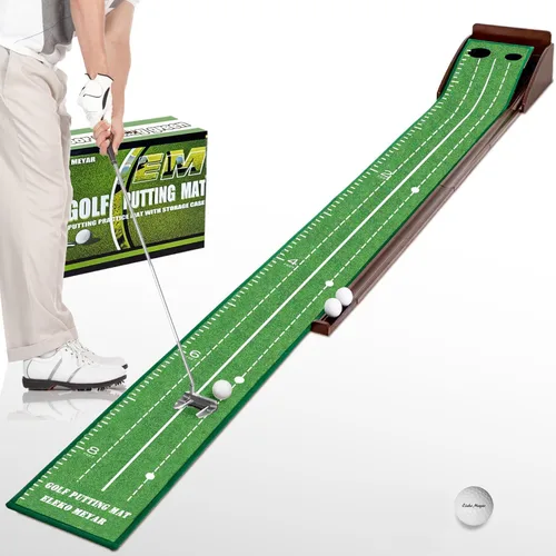 Putting Green Putting Matt para interior Golf Putting Mat - Putting Mat interior con pelota. Mate para práctica de golf, portátil y fácil de
