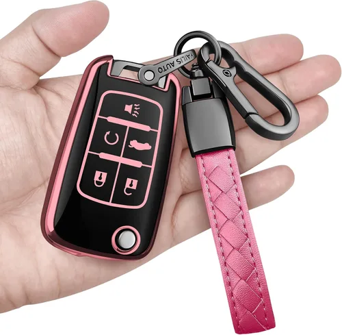 Miniatura 7 de Funda para llave de Chevrolet con llavero, carcasa protectora de TPU suave con protección completa compatible con Chevy Equinox Camaro Cruze Malibu
