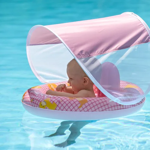 Miniatura 6 de Flotador inflable de natación para bebé con asiento seguro y toldo para niños de 6 a 36 meses