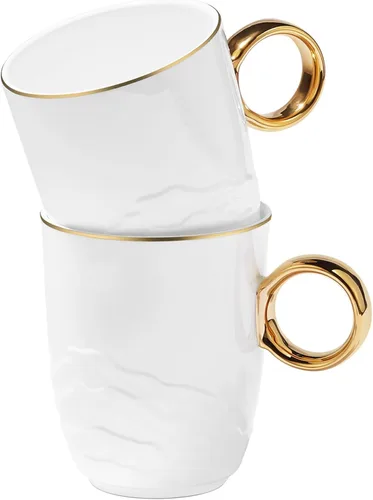 Miniatura 8 de Chulan Tazas de Café de Porcelana Fina de Hueso Blanca Delgada con Más del 45% de Contenido de Hueso 10 oz, Tazas de Porcelana Ligeras para Espresso