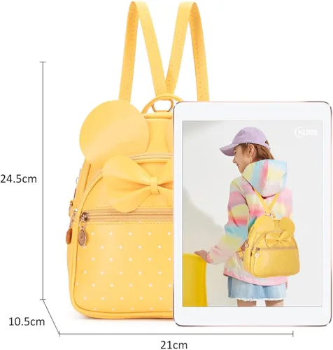 Miniatura 2 de KL928 - Mochila mini con diseño de lunares lindo y moño para niñas convertible a bandolera y bolso para mujeres