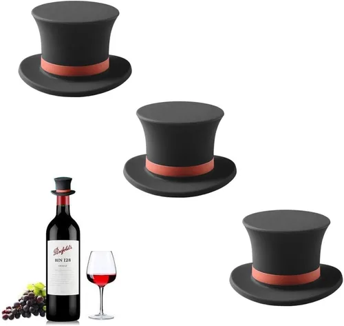 MosaiRudo Tapones de vino de silicona, tapas de botellas reutilizables en forma de sombrero, tapón de botella de vino champán, para herramientas de