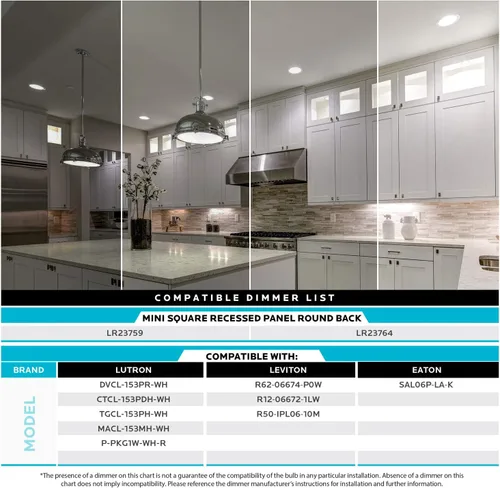 Miniatura 7 de LUXRITE Iluminación empotrable LED cuadrada ultrafina de 6 pulgadas, 5 opciones de temperatura de color 2700K - 5000K, luz empotrable regulable, 12