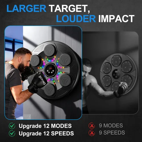 Miniatura 2 de Upgrade Music Boxing Machine For Adults Kids, Interactive Music Punching Machine with Gloves 12 Modes 12 Speeds, Wall Mounted Electronic Boxing