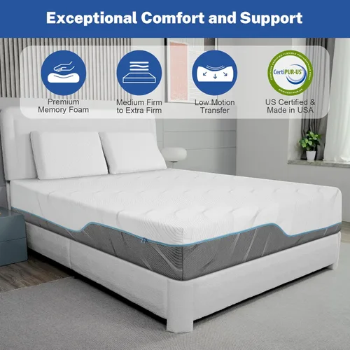 Miniatura 4 de WEUP Extra Firm Queen Memory Foam Mattress, 10 Inch Medium - Extra Firm Dual Side Flippable Mattress for Back Pain Relief, Cooling Ventilated Foam