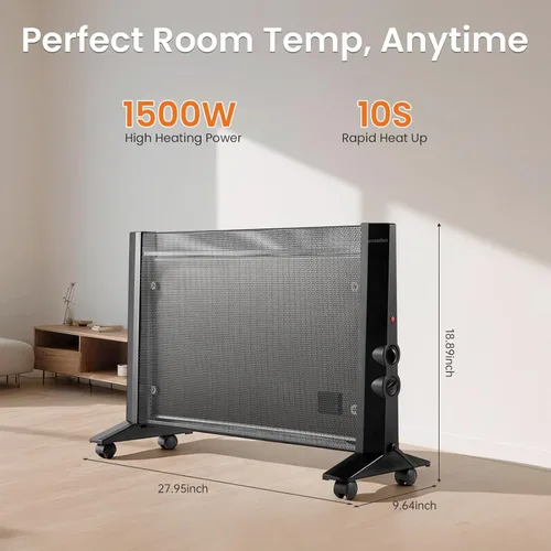 Miniatura 2 de Calentador de espacio para uso en interiores, habitación grande, calentador eléctrico infrarrojo de 1500 W para dormitorio, oficina, protección