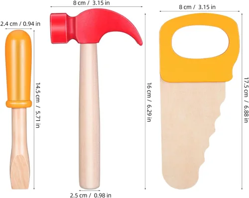 Miniatura 2 de jojofuny 1 juego de martillo de madera, herramienta de simulación de simulación, martillo de juguete para niños, herramienta de madera para niños