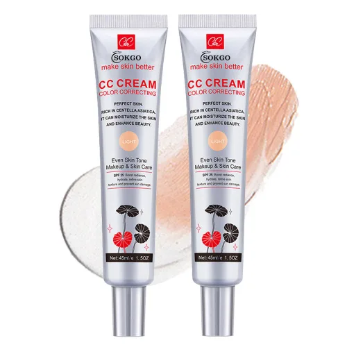Crema CC correctora de color, base de cobertura completa, SPF 25, tono de piel uniforme, crema hidratante