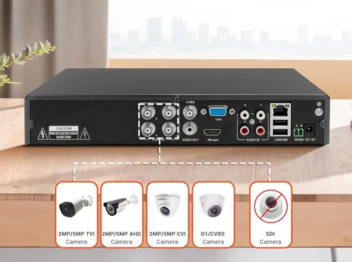 Miniatura 3 de TIGERSECU Grabador de seguridad DVR híbrido 4 en 1 de 4 canales Super HD 1080P con disco duro de 1 TB, para cámaras TVI/AHD/CVI/analógicas de 2MP