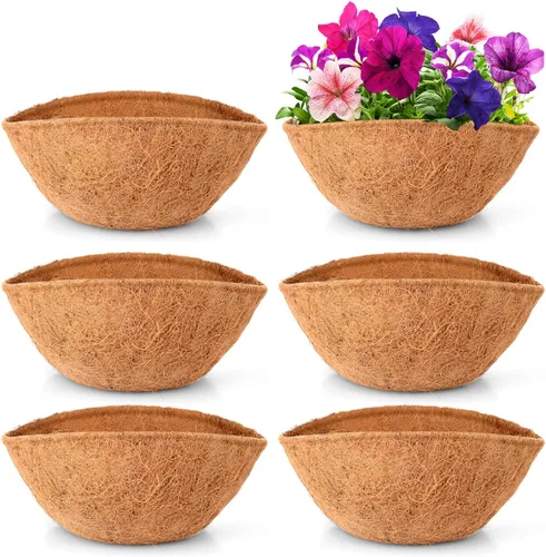 Miniatura 9 de LAVEVE Revestimiento de fibra de coco de repuesto para cesta colgante de plantas, 2 forros redondos de fibra de coco de 12 pulgadas de grosor