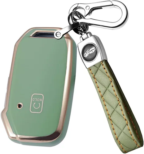 Miniatura 7 de ontto Llavero de 5 botones para llavero Kia Smart Remote con llavero para Sportage Stinger Cerato Ceed Forte TPU Key Bag Beige
