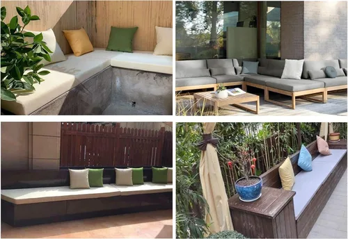 Miniatura 7 de Cojín impermeable para silla de banco para interior y exterior, cojín de asiento para jardín largo